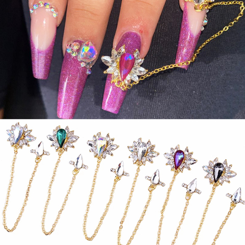 1 pièces 3D métal Nail art bijoux chaîne 10-17mm style japonais ongles décorations cristal manucure zircon diamant breloques JE314-319 ► Photo 1/6