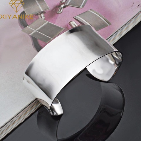 XIYANIKE 925 en argent Sterling classique Simple Extra Large ouverture bracelets & Bracelet pour femmes mariage charmant bijoux accessoire ► Photo 1/6