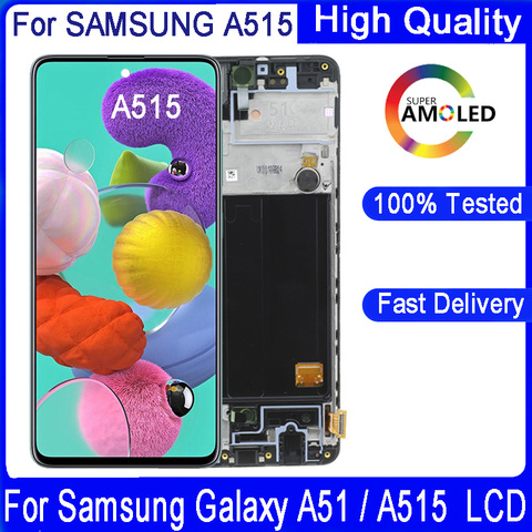 Ensemble écran tactile LCD SUPER AMOLED avec châssis, 100% pouces, pour Samsung Galaxy A51 A515 A515F A515FD, 6.5 Original ► Photo 1/6