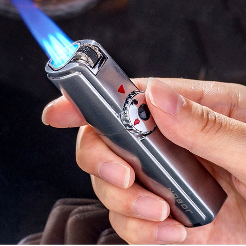 Jobon One-torche Triple, briquet métal coupe-vent Butane, Jet silex, 3 buses, Turbo BBQ, pistolet à cigares, Gadgets pour hommes ► Photo 1/6