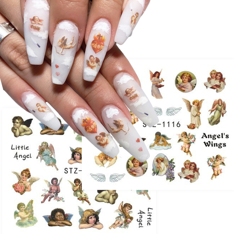 Ange cupidon autocollants pour ongles décalcomanies chérubins Nail Art eau curseurs manucure transfert enveloppes décorations de tatouage TRSTZ1114-1120 ► Photo 1/6