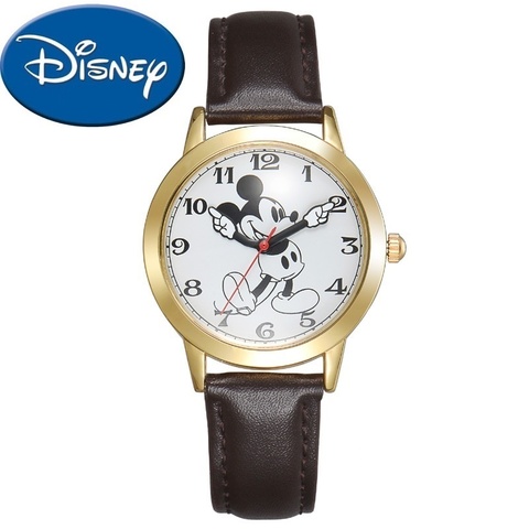 Disney – montre ronde Mickey Mouse pour femmes, en cuir véritable, mignon, à la mode, bracelet, meilleur cadeau ► Photo 1/6