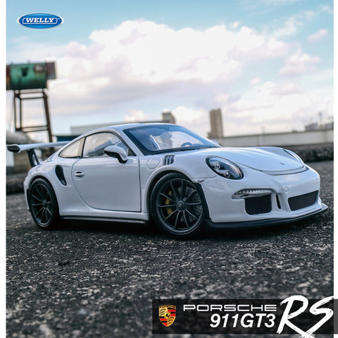 Welly 1:24 Porsche 911 GT3 RS blanc alliage voiture modèle simulation voiture décoration collection cadeau jouet moulage sous pression modèle garçon jouet ► Photo 1/5