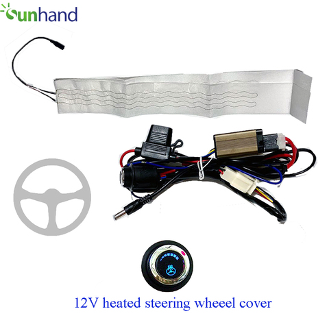 Couvre-volant chauffant de volant 12V | kit avec signal, interrupteur à 6 vitesses, couvre-volant chauffant de volant pour voiture ► Photo 1/5