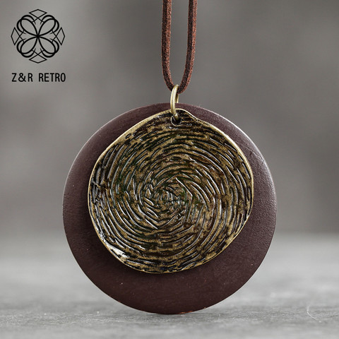 Colliers à chaîne ronde pour femmes, pendentifs et longue corde, avec pull en bois, chaîne, accessoires pour femmes, bijoux pour meilleurs amis, 2022 ► Photo 1/6