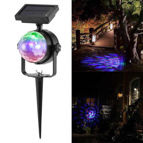 Lampe solaire solaire rotative à lumière du projecteur à LED couleurs, éclairage d'extérieur, idéal pour un jardin, une pelouse, une cour ou une cour ► Photo 1/6