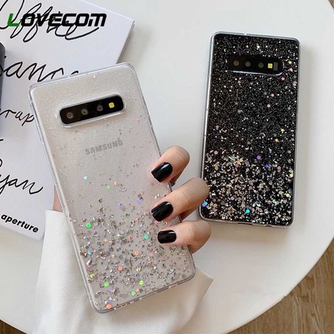 LOVECOM – coque de téléphone à paillettes en époxy souple, étui transparent pour Samsung Galaxy S21 Ultra A51 A71 A50 A70 S20 Plus Note 9 ► Photo 1/6