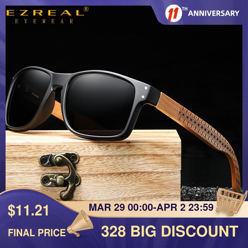 EZREAL-lunettes de soleil pour hommes, Design de marque en bois de hêtre, faites à la main, pour la conduite d'extérieur, lunettes polarisées ► Photo 1/6