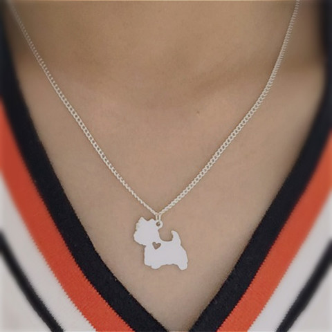 G.SKY-collier Boho Chic, fait à la main, Highland occidental, Terrier blanc, design de dessin animé chien plaqué or ► Photo 1/5