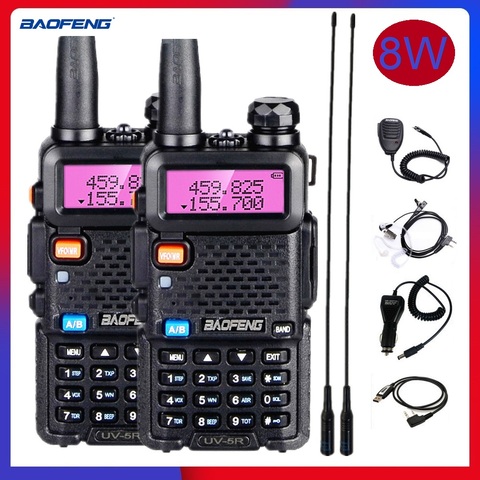 2 pièces Baofeng UV-5R 8 W émetteur-récepteur Station de Radio puissant talkie-walkie VHF UHF BF UV5R 8 watts Portable CB jambon Radio pour la chasse ► Photo 1/6