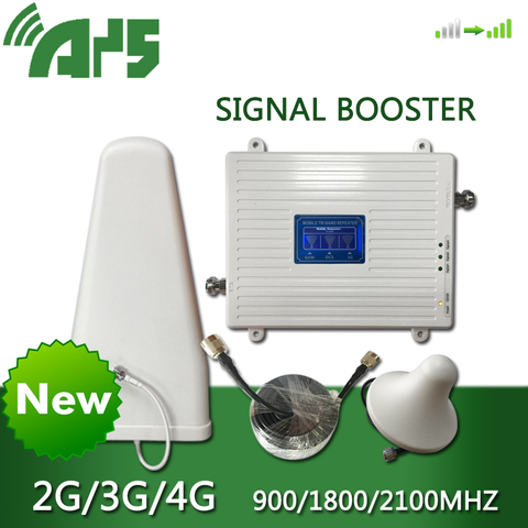 Amplificateur de Signal Mobile à trois bandes GSM 2G 3G 4G répéteur cellulaire LTE GSM DCS WCDMA 900 1800 2100 ensemble ► Photo 1/6