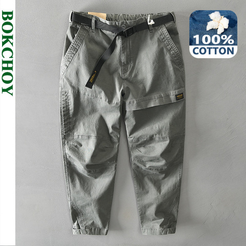 Automne et hiver nouveaux hommes coton couleur unie en vrac décontracté Safari Style pantalon GML04-Z331 ► Photo 1/6