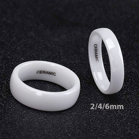 Eamti 2mm 4mm 6mm blanc bague en céramique noir mariage fiançailles hommes femmes anneaux mode classique conception spéciale Anillos bijoux ► Photo 1/6