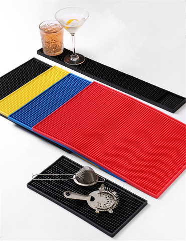 Tapis de tasse de Table rectangulaire en caoutchouc, 3 tailles et 4 couleurs, tapis de cuisine en Pvc pour outil de Bar et de Bar ► Photo 1/6