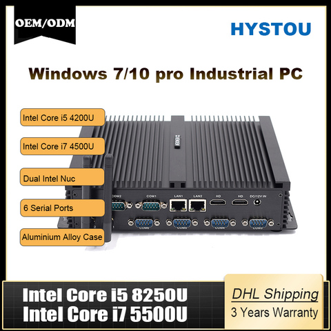 Ordinateur industriel Windows 10/Linux, Intel Core i5-8250u Quad Core, dual nuc, i7-5500u, COM, HDMI, VGA, j1900, Client compact ► Photo 1/1