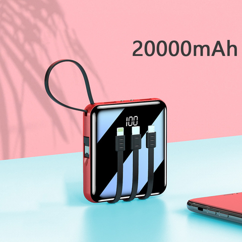 Batterie externe 20000mAh, Mini chargeur avec 4 câbles, pour Huawei iPhone 11 X Samsung S10 S20 Xiaomi ► Photo 1/6