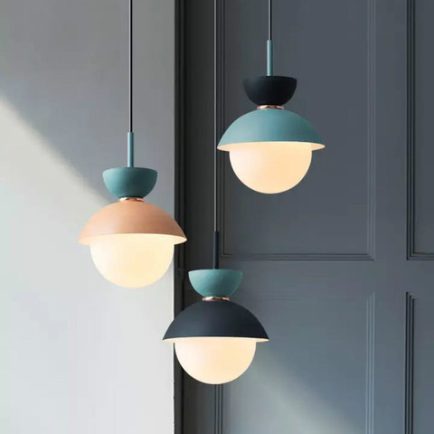 Moderne Simple couleur chevet petit pendentif lumières nordique créatif Restaurant Macarone pendentif lampe décor à la maison éclairage intérieur ► Photo 1/6