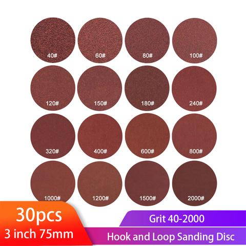 3 pouces 75mm disques abrasifs forme ronde papier de verre 40-2000 grain crochet boucle papier de sable abrasif outil de polissage pour meuleuse outil rotatif ► Photo 1/6