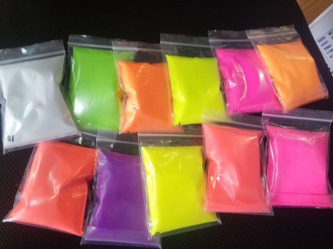 Poudre fluorescente, Pigment néon brillant, 12 couleurs, sans saignement, 50 grammes par sachet ► Photo 1/6