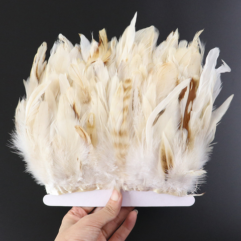 1 mètre naturel blanc plumes de poulet garniture frange 10-15cm coq plume ruban pour Festival et fête vêtements décoration artisanat ► Photo 1/6