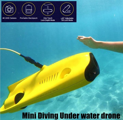 Drone sous-marin de plongée sous-marine de Robot portatif avec la caméra mobile 4K aéronef sans pilote (UAV) sous-marin sous-marin de profondeur de 64G 100M / 50M ► Photo 1/6