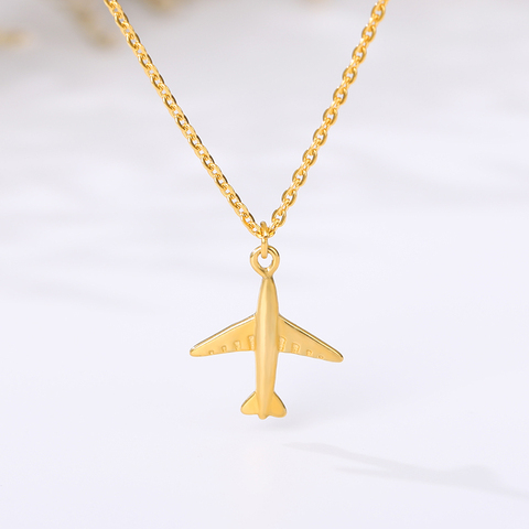 Collier en acier inoxydable pour femmes, pendentif avion, chaîne, fait à la main, bijoux à bricoler soi-même livraison directe ► Photo 1/6