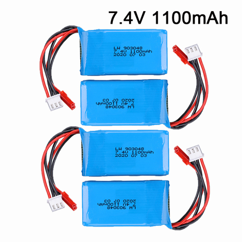 Batterie li-po 7.4V 1100mAh 25C pour WLtoys A949 A959 A969 A979 V912 V913 V353 k929 V262 L959 T23 T55, pièces de voiture ► Photo 1/6