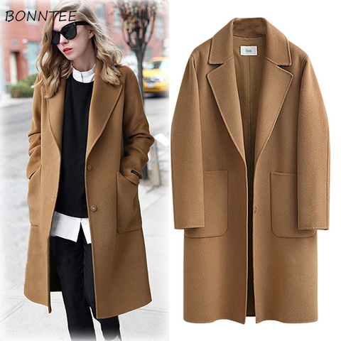 Manteau en laine pour femme, grande taille, ample, élégant à simple boutonnage, tendance coréenne, automne hiver manteaux décontractés ► Photo 1/6