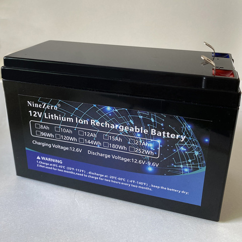 Batterie Lithium-ion Rechargeable 12V, 20/8/15ah, avec chargeur 1a, pour voiture électrique, jouet d'enfant, panneau solaire, etc. ► Photo 1/6