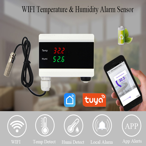 Tuya-thermomètre, humidité, hygromètre, WIFI, capteur d'alarme, thermostat pour maison, application Smart Life ► Photo 1/3