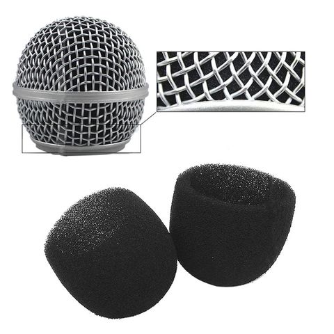 Éponge intérieure noire de mousse de gril de pare-brise de chapeau de Microphone de forme de boule ronde pour SM58 SLX24 PGX24 PG58 BETA58A couverture de micro 634A ► Photo 1/5