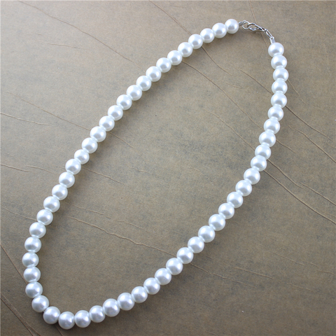 Colliers de perles pour femmes 8mm simulé perle chaîne Collier Collier Femme tour de cou de mariage Bijoux de mariée cadeaux de fête Bijoux ► Photo 1/6