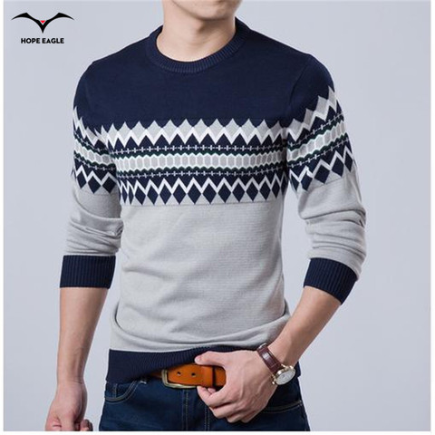 2017 Nouveau Automne Marque De Mode Casual Chandail D'o-Cou Slim Fit Tricot Mens Chandails Et Pulls Hommes Pull Hommes XXL ► Photo 1/6