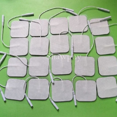 20 pcs/lot électrodes tampons dizaines électrodes pour dizaines Machine de thérapie numérique masseur de corps 5x5cm stimulateur nerveux avec prise de 2mm ► Photo 1/5