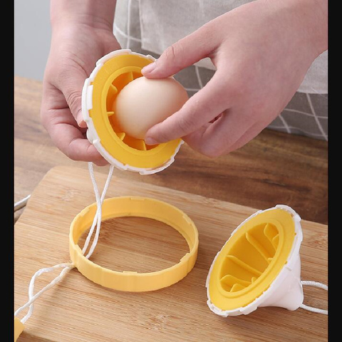 Gadget de cuisine 1 ensemble piège à œufs doré artefact avec cordon de serrage manuel rotatif batteur à œufs avec coupeuse ► Photo 1/6
