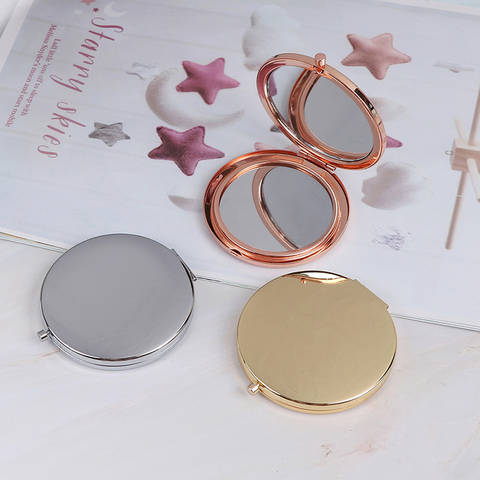 1 PC Portable pliant miroir Compact en acier inoxydable métal maquillage cosmétique poche miroir accessoires de beauté ► Photo 1/6