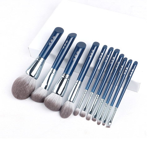 Mydestin pinceau de maquillage-le bleu ciel 11 pièces ensemble de pinceaux de maquillage en fibres super douces-stylos cosmétiques pour le visage et les yeux de haute qualité-cheveux synthétiques ► Photo 1/6