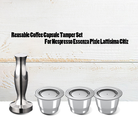 Capsules rechargeables réutilisables de Nespresso en acier inoxydable, 2 en 1, pour Usage rechargeable, Essenza Mini Pixie Inissa, filtre à café, goutteurs ► Photo 1/6