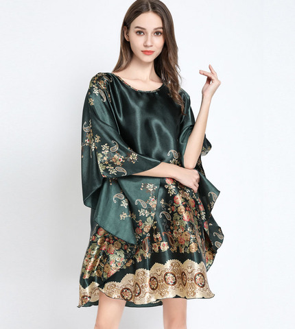 Robe Kimono peignoir surdimensionné été nouveau rose Sexy soie rayonne Robe de maison femmes décontracté chemise de nuit Robe de nuit ► Photo 1/6