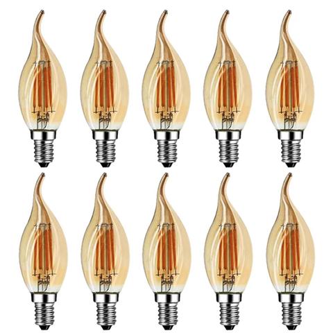 Grensk-ampoule bougie incandescente 4W Filament LED à intensité réglable 2200K E14, Base de candélabre, pointe pliée en forme de flamme, 25W, équivalent C35 ► Photo 1/6