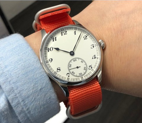 Cadran blanc en émail GEERVO, saphir, cristal ou verre minéral, 44mm, 17 bijoux, mouvement, montres mécaniques pour hommes, asie 6498 GR46-20 ► Photo 1/6