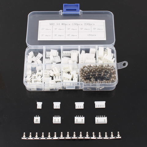 230 pièces 2.54mm XH2.54 2pin 3pin 4pin 5pin Pitch Terminal Kit/boîtier/broche en-tête JST connecteur fil connecteurs adaptateur XH Kit TJC3 ► Photo 1/6