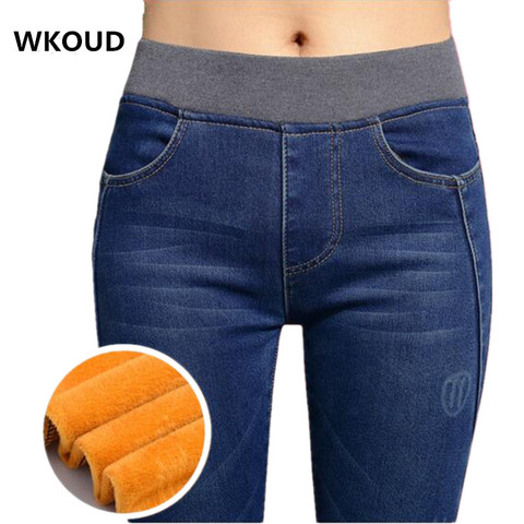 WKOUD 2022 printemps Jeans femmes Stretch Skinny Denim pantalon épaissir mince taille haute crayon pantalon femme automne Jean pantalon P8035 ► Photo 1/6