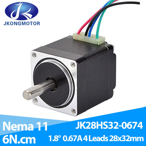 Jkongmotor Mini Nema 11 28 moteur pas à pas hybride 2 phases 4-plomb 1.8 deg 0.67A 6Ncm/8.5oz-in 28x28x32mm pour bricolage imprimante 3D CNC XYZ ► Photo 1/6