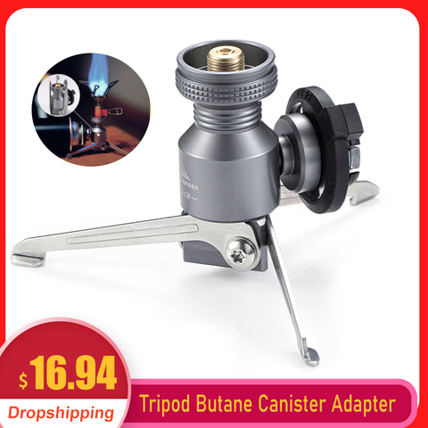 CAMPINGMOON – trépied avec adaptateur Butane pliable, connecteur de cuisinière à gaz, lampe à gaz, support de réservoir, poêle de Camping, tête à cartouche ► Photo 1/6