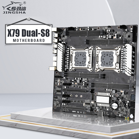 JINGSHA – carte mère X79 Dual S8, 8 canaux, lga 2011, double processeur, mémoire DDR3, compatible REG ECC, RAM jusqu'à 256 go ► Photo 1/6