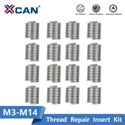 XCAN – Kit d'insert de réparation de fils argentés, en acier inoxydable, 10 à 20 pièces, M3-M14 1.5D-2.0D, outils de restauration de fils endommagés ► Photo 1/6