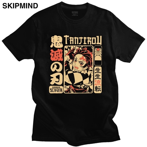 T-shirt manches courtes pour hommes, Vintage, Demon Slayer, Kimetsu no Yaiba Nezuko, Tanjiro Kamado, en coton, décontracté, Anime, cadeau ► Photo 1/6