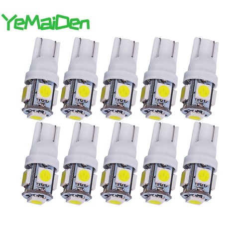 Ampoules T10 LED, 10 pièces, plaque d'immatriculation, lumière Super brillante, lumière Super brillante, cale de voiture, plaque d'immatriculation, lampe, 10 pièces 12V 7000K 5050 5 SMD 5W5 W5W LED ► Photo 1/6