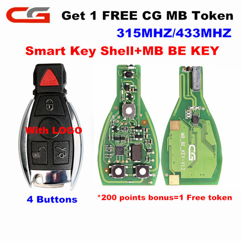 CG Original CGDI MB BE KEY PRO(1 jeton MB gratuit) 433/315MHZ commutateur V1.2 clé intelligente coquille 3/4 boutons avec Logo pour mercedes-benz ► Photo 1/6